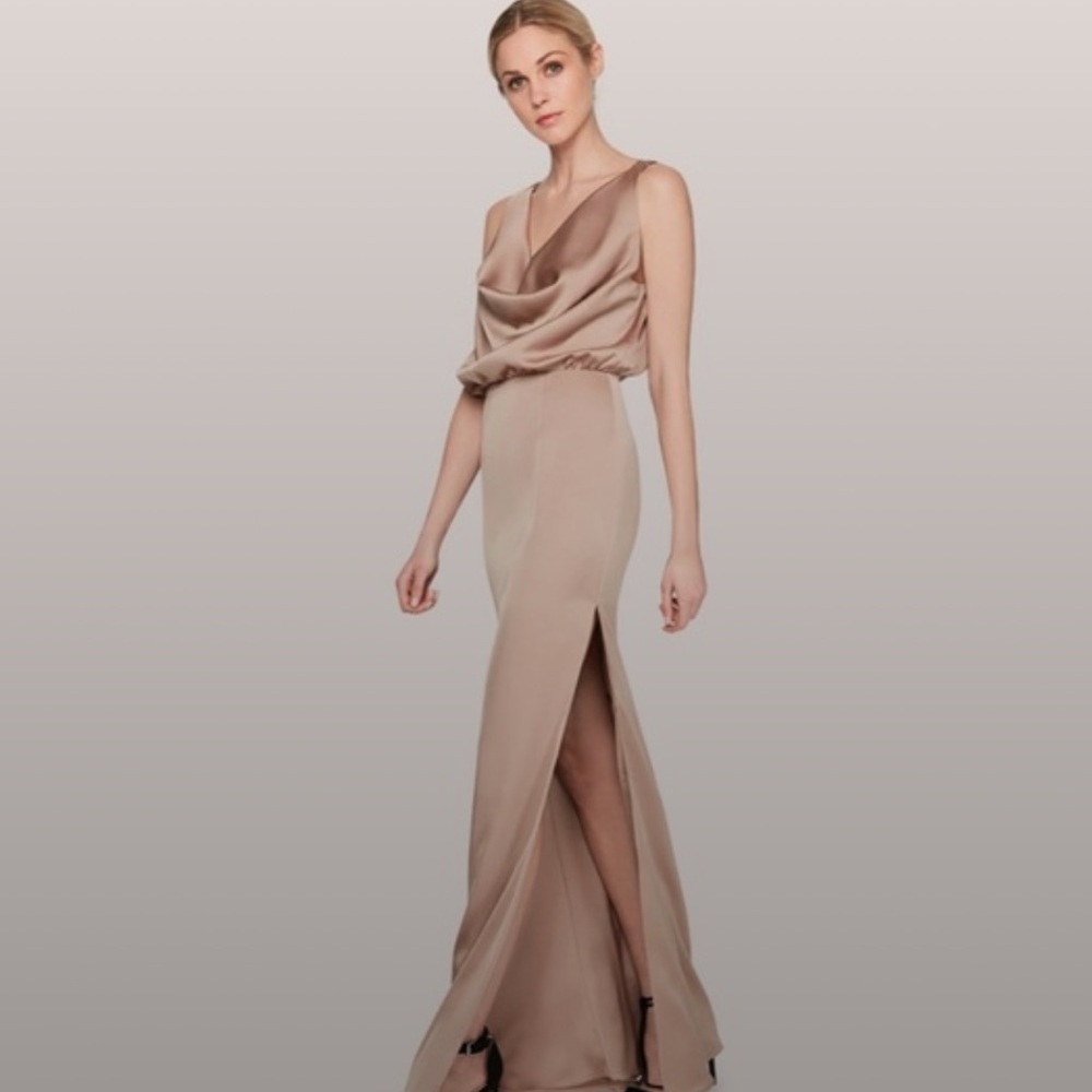 Fame & Partners Brown Cowl Neck Libra Dress